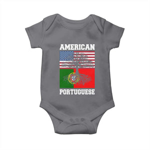 American Grown Portuguese Roots Baby Onesie Distressed Tree Portugal USA Flag TS10 Charcoal Print Your Wear