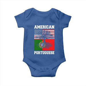 American Grown Portuguese Roots Baby Onesie Distressed Tree Portugal USA Flag TS10 Royal Blue Print Your Wear