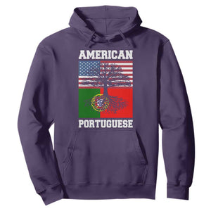 American Grown Portuguese Roots Hoodie Distressed Tree Portugal USA Flag TS10 Purple Print Your Wear