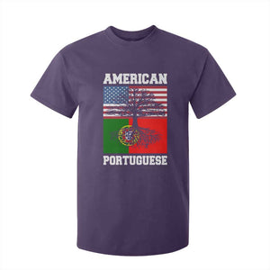 American Grown Portuguese Roots T Shirt For Kid Distressed Tree Portugal USA Flag TS10 Purple Print Your Wear