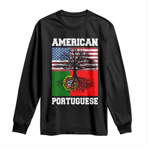 American Grown Portuguese Roots Long Sleeve Shirt Distressed Tree Portugal USA Flag TS10 Black Print Your Wear