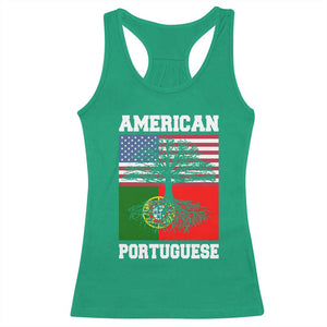 American Grown Portuguese Roots Racerback Tank Top Distressed Tree Portugal USA Flag TS10 Irish Green Print Your Wear