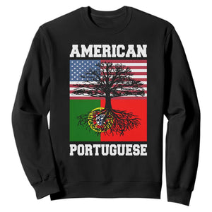 American Grown Portuguese Roots Sweatshirt Distressed Tree Portugal USA Flag TS10 Black Print Your Wear