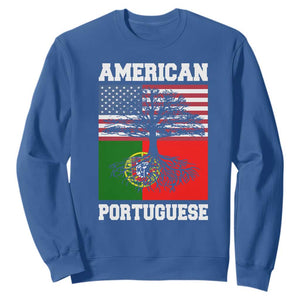 American Grown Portuguese Roots Sweatshirt Distressed Tree Portugal USA Flag TS10 Royal Blue Print Your Wear