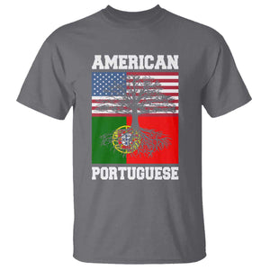 American Grown Portuguese Roots T Shirt Distressed Tree Portugal USA Flag TS10 Charcoal Print Your Wear