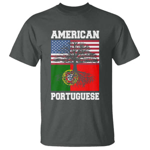 American Grown Portuguese Roots T Shirt Distressed Tree Portugal USA Flag TS10 Dark Heather Print Your Wear