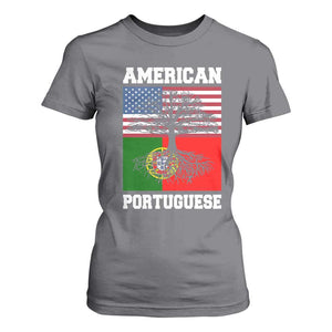 American Grown Portuguese Roots T Shirt For Women Distressed Tree Portugal USA Flag TS10 Charcoal Print Your Wear