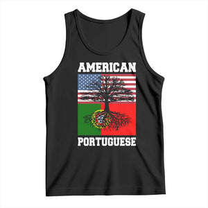 American Grown Portuguese Roots Tank Top Distressed Tree Portugal USA Flag TS10 Black Print Your Wear