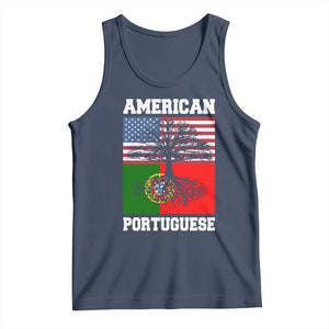 American Grown Portuguese Roots Tank Top Distressed Tree Portugal USA Flag TS10 Navy Print Your Wear