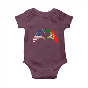 Portuguese American Flag Baby Onesie Vintage Portugal USA Flag Heart TS10 Maroon Print Your Wear