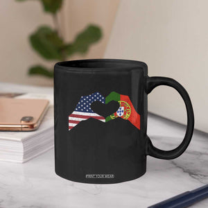 Portuguese American Flag Coffee Mug Vintage Portugal USA Flag Heart TS10 Print Your Wear