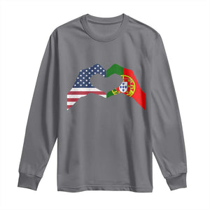 Portuguese American Flag Long Sleeve Shirt Vintage Portugal USA Flag Heart TS10 Charcoal Print Your Wear