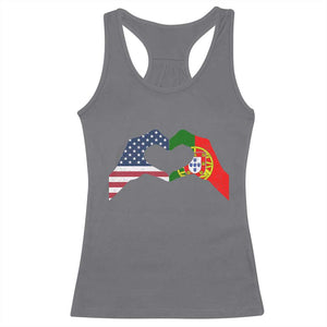 Portuguese American Flag Racerback Tank Top Vintage Portugal USA Flag Heart TS10 Charcoal Print Your Wear