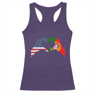 Portuguese American Flag Racerback Tank Top Vintage Portugal USA Flag Heart TS10 Purple Print Your Wear