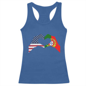 Portuguese American Flag Racerback Tank Top Vintage Portugal USA Flag Heart TS10 Royal Blue Print Your Wear