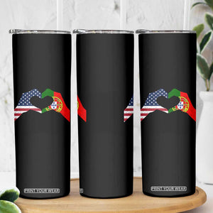 Portuguese American Flag Skinny Tumbler Vintage Portugal USA Flag Heart TS10 Print Your Wear