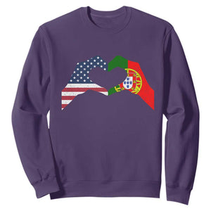 Portuguese American Flag Sweatshirt Vintage Portugal USA Flag Heart TS10 Purple Print Your Wear