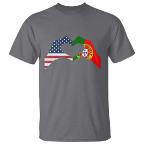 Portuguese American Flag T Shirt Vintage Portugal USA Flag Heart TS10 Charcoal Print Your Wear