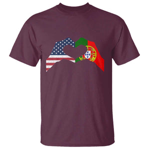 Portuguese American Flag T Shirt Vintage Portugal USA Flag Heart TS10 Maroon Print Your Wear
