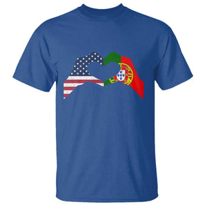 Portuguese American Flag T Shirt Vintage Portugal USA Flag Heart TS10 Royal Blue Print Your Wear