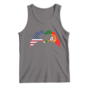 Portuguese American Flag Tank Top Vintage Portugal USA Flag Heart TS10 Deep Heather Print Your Wear