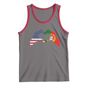Portuguese American Flag Tank Top Vintage Portugal USA Flag Heart TS10 Deep Heather Red Print Your Wear