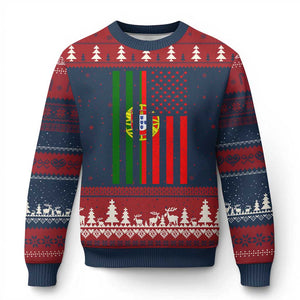 Portuguese Flag Ugly Christmas Sweater Vintage USA Flag Portugal Pride Gifts TS10 Navy Red Print Your Wear