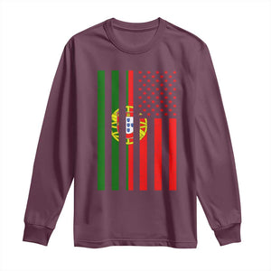 Portuguese Flag Long Sleeve Shirt Vintage USA Flag Portugal Pride Gifts TS10 Maroon Print Your Wear