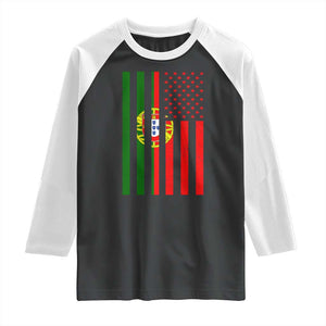 Portuguese Flag Raglan Shirt Vintage USA Flag Portugal Pride Gifts TS10 Black White Print Your Wear