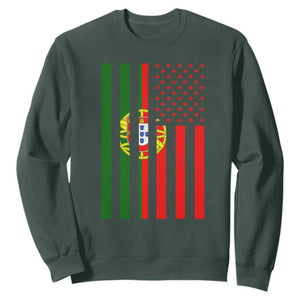 Portuguese Flag Sweatshirt Vintage USA Flag Portugal Pride Gifts TS10 Dark Forest Green Print Your Wear
