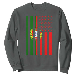 Portuguese Flag Sweatshirt Vintage USA Flag Portugal Pride Gifts TS10 Dark Heather Print Your Wear