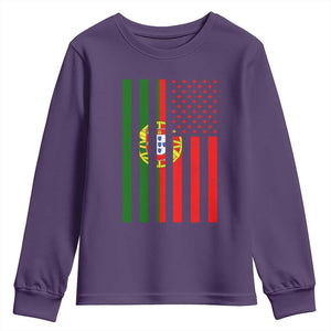 Portuguese Flag Youth Sweatshirt Vintage USA Flag Portugal Pride Gifts TS10 Purple Print Your Wear