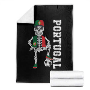 Portugal Soccer Throw Blanket Skeleton Portuguese Flag Futebol Football Player TS10 Black Print Your Wear