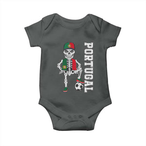 Portugal Soccer Baby Onesie Skeleton Portuguese Flag Futebol Football Player TS10 Dark Heather Print Your Wear