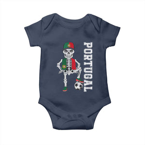 Portugal Soccer Baby Onesie Skeleton Portuguese Flag Futebol Football Player TS10 Navy Print Your Wear