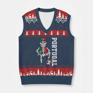 Portugal Soccer V-Neck Knit Sweater Vest Skeleton Portuguese Flag Futebol Football Player TS10 Navy Red Print Your Wear