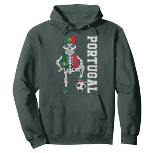 Portugal Soccer Hoodie Skeleton Portuguese Flag Futebol Football Player TS10 Dark Forest Green Print Your Wear