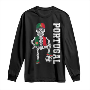 Portugal Soccer Long Sleeve Shirt Skeleton Portuguese Flag Futebol Football Player TS10 Black Print Your Wear