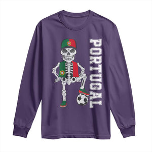Portugal Soccer Long Sleeve Shirt Skeleton Portuguese Flag Futebol Football Player TS10 Purple Print Your Wear