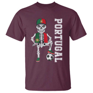 Portugal Soccer T Shirt Skeleton Portuguese Flag Futebol Football Player TS10 Maroon Print Your Wear