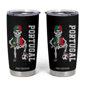 Portugal Soccer Tumbler Cup Skeleton Portuguese Flag Futebol Football Player TS10 Black Print Your Wear