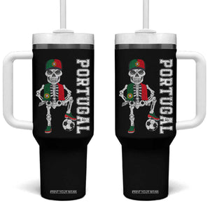 Portugal Soccer Tumbler With Handle Skeleton Portuguese Flag Futebol Football Player TS10 One Size: 40 oz Black Print Your Wear