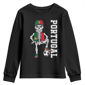 Portugal Soccer Youth Sweatshirt Skeleton Portuguese Flag Futebol Football Player TS10 Black Print Your Wear