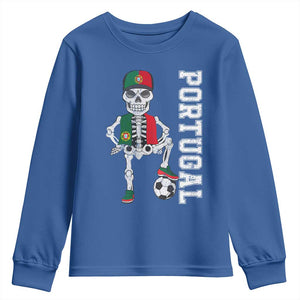 Portugal Soccer Youth Sweatshirt Skeleton Portuguese Flag Futebol Football Player TS10 Royal Blue Print Your Wear