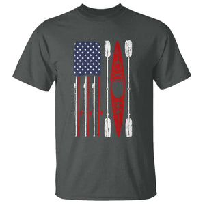 American Flag Kayak Fishing Graphic T Shirt Patriotic Kayaker Fisherman TS10 Dark Heather Print Your Wear