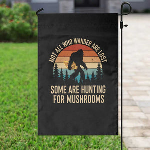 Bigfoot Mushroom Lovers Garden Flag Retro Sasquatch Fungi Morel Mushroom