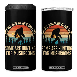 Bigfoot Mushroom Lovers 4 in 1 Can Cooler Tumbler Retro Sasquatch Fungi Morel Mushroom