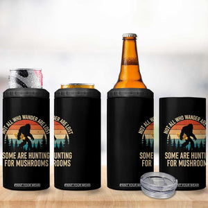 Bigfoot Mushroom Lovers 4 in 1 Can Cooler Tumbler Retro Sasquatch Fungi Morel Mushroom