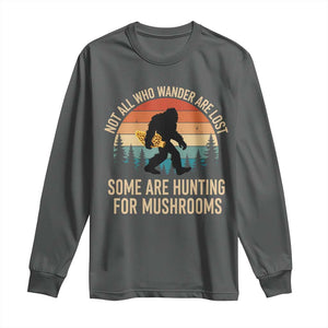 Bigfoot Mushroom Lovers Long Sleeve Shirt Retro Sasquatch Fungi Morel Mushroom