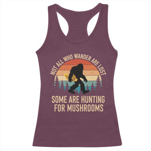 Bigfoot Mushroom Lovers Racerback Tank Top Retro Sasquatch Fungi Morel Mushroom